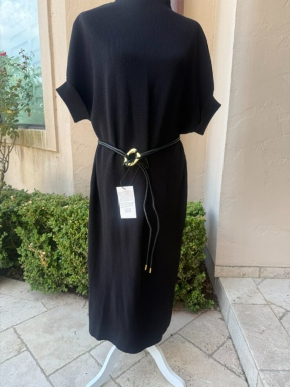 Zara Women's Knit Belted Short Sleeve Maxi Dress